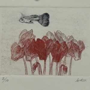 版画 のおすすめ作品・人気作家 銅版画，花，黒，魚 Flowers Ⅰ インテリア絵画 アート