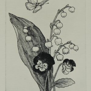 版画 のおすすめ作品・人気作家 銅版画，花，黒，蝶 Flowers Ⅴ インテリア絵画 アート