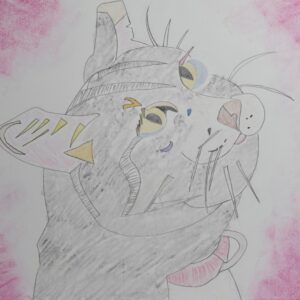 絵画 のおすすめ作品・人気作家 抽象 猫 カラフル パステル cat looking up インテリア絵画 アート