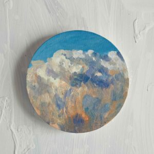 油絵 のおすすめ作品・人気作家 油彩 円形 雲 風景 直径20㎝「空の様子１雲」油彩・絵画・原画・丸形・アートパネル インテリア絵画 アート