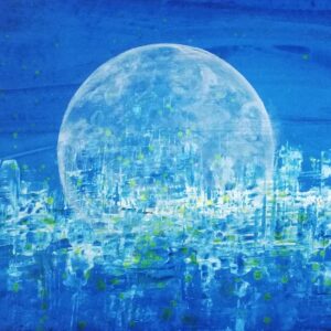 アクリル画 のおすすめ作品・人気作家 月街ビル夜景海 月が昇るまで インテリア絵画 アート