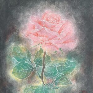 日本画 のおすすめ作品・人気作家 ピンク 緑 自然 花 黒 バラ 薔薇 インテリア絵画 アート