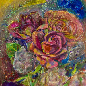 絵画 のおすすめ作品・人気作家 バラ　花　アクリル　水彩　キラキラ Alicia’s Blessing(アリシアの祝福） インテリア絵画 アート