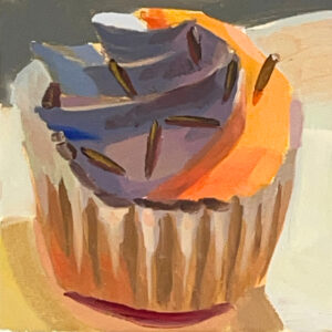 油絵 のおすすめ作品・人気作家 油彩 油絵 静物画 Purple and Orange Frosting on a Cupcake インテリア絵画 アート