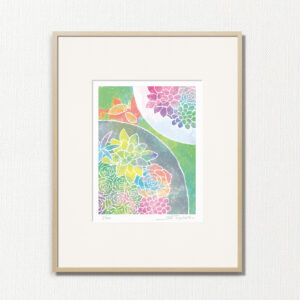 版画 のおすすめ作品・人気作家 ピンク 植物 緑 黄色 fineart modernart Nature インテリアアート パステルカラー ファインアート モダンアート 多肉植物 観葉植物 静物 額付き 額装品 どんぐりと多肉植物寄せ植え（PP-002-4・半切） インテリア絵画 アート