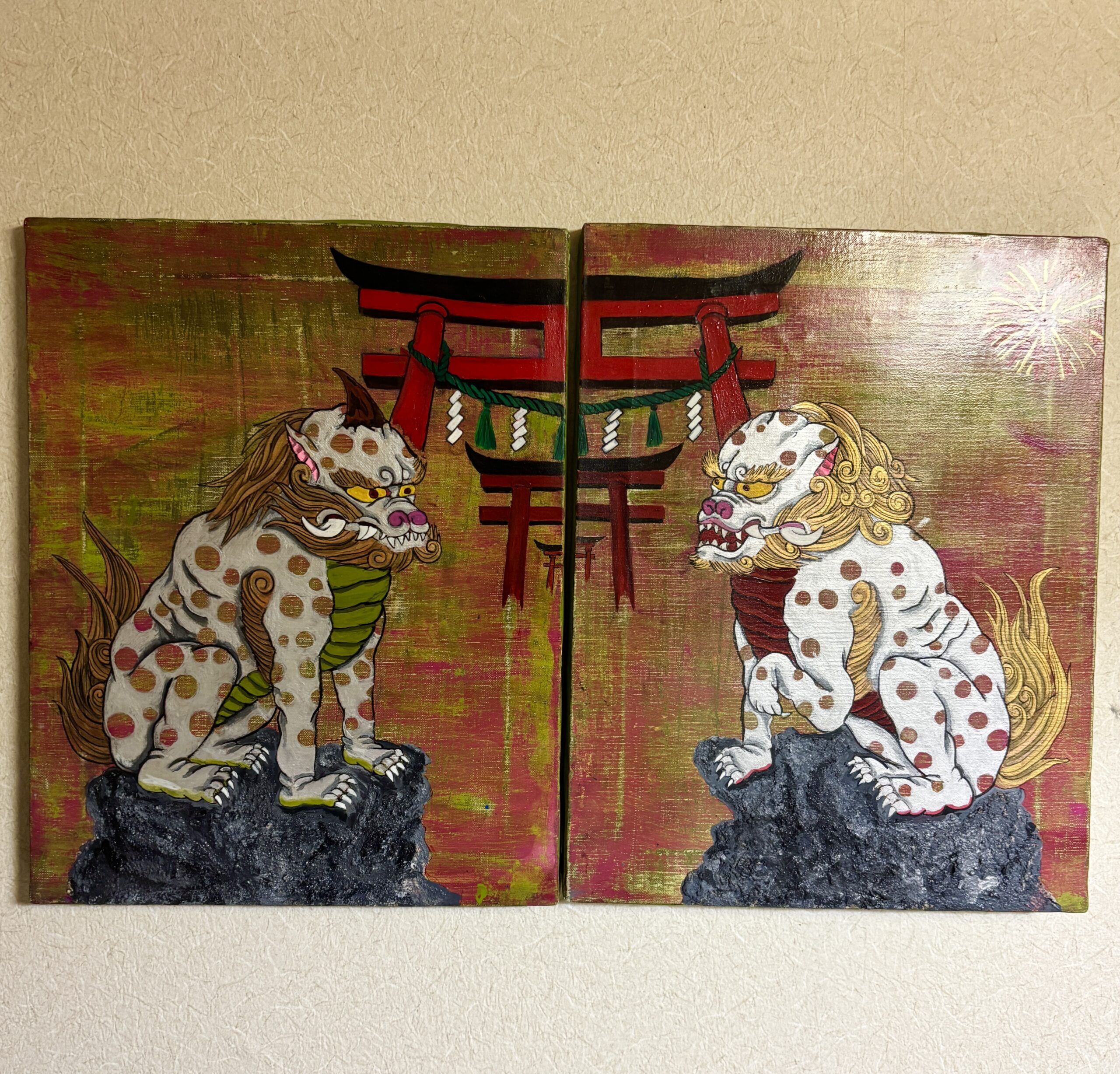 アクリル画 のおすすめ作品・人気作家 狛犬鳥居 阿吽　aun インテリア絵画 アート