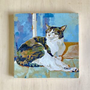 油絵 のおすすめ作品・人気作家 猫　油絵 寝起き インテリア絵画 アート