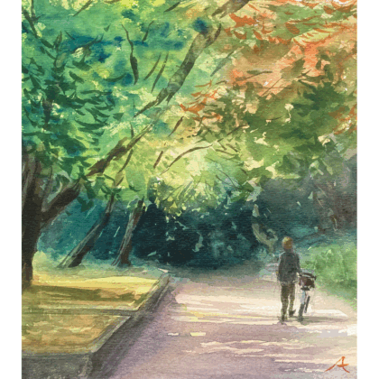 水彩画 のおすすめ作品・人気作家 水彩画 水彩 風景 公園 インテリア絵画 アート