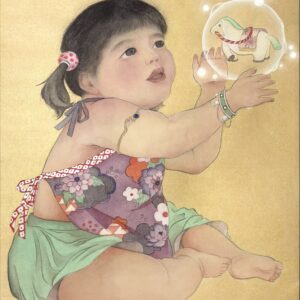 日本画 のおすすめ作品・人気作家 人物画 和 干支 絹本 馬 わらべ インテリア絵画 アート