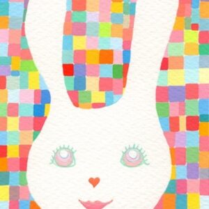 絵画 のおすすめ作品・人気作家 アクリルガッシュ うさぎ アクリル画 カラフル ほほ笑み インテリア絵画 アート