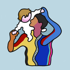 絵画 のおすすめ作品・人気作家 デジタル contemporaryart Portreit グラフィカル ポートレイト 現代アート 親子 青 lovelytimes #A インテリア絵画 アート