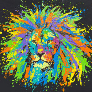 アクリル画 のおすすめ作品・人気作家 動物 黒 カラフル ポップアート 獅子 獣 ライオン インテリア絵画 アート