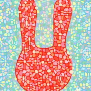 絵画 のおすすめ作品・人気作家 アクリルガッシュ アクリル画 水色 花柄 ひかる インテリア絵画 アート