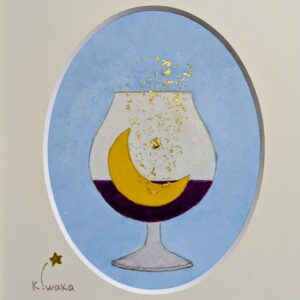 日本画 のおすすめ作品・人気作家 アートのある暮らし 黄色 mineral パワーストーン ワイン 三日月 日本画 紫 鉱物 青 ワインに浮かぶ三日月 インテリア絵画 アート