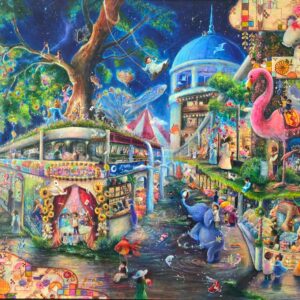 アクリル画 のおすすめ作品・人気作家 夜空，ファンタジー，サーカス，ノスタルジック はじまりをみつけたゾウ インテリア絵画 アート