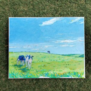 アクリル画 のおすすめ作品・人気作家 ウシ 牛 草原 青空 風景画 オーダー制作 インテリア絵画 アート