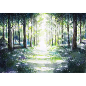 水彩画 のおすすめ作品・人気作家 光 木 森 水彩画 自然 原画 幻想 日 明るい 樹 水彩 絵画 輝き 輝く 逆光 陽 風景 風景画 未来の森 インテリア絵画 アート
