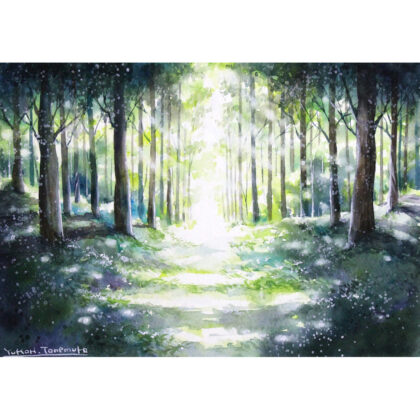 水彩画 のおすすめ作品・人気作家 光 木 森 水彩画 自然 原画 幻想 日 明るい 樹 水彩 絵画 輝き 輝く 逆光 陽 風景 風景画 未来の森 インテリア絵画 アート