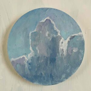 絵画 のおすすめ作品・人気作家 空　風景　油彩　円形 直径20㎝「画家の家の上空4」油彩・絵画・原画・丸形・アートパネル インテリア絵画 アート