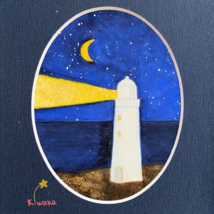 日本画 のおすすめ作品・人気作家 アートのある暮らし 光 白 黄色 mineral 日本画 灯台 箔 鉱物 青 道しるべ インテリア絵画 アート