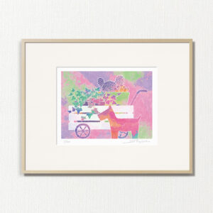 版画 のおすすめ作品・人気作家 ピンク 植物 犬 白 緑 fineart modernart Nature いぬ イヌ インテリアアート パステルカラー ファインアート モダンアート 多肉植物 紫 観葉植物 静物 額付き 額装品 イヌの置物と多肉植物寄せ植え（CP-010-4・半切） インテリア絵画 アート