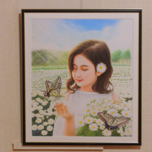 絵画 のおすすめ作品・人気作家 蝶少女花」色鉛筆柔和 平穏 インテリア絵画 アート