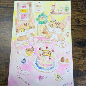 手描きイラスト のおすすめ作品・人気作家 イラスト 水彩画 猫 アナログイラスト 手描きイラスト 透明水彩 カカオとココアのクリスマス インテリア絵画 アート