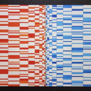 アクリル画 のおすすめ作品・人気作家 アクリルガッシュ 抽象 アクリル絵具 ジェッソ ストライプ パターン ボールペン ボール紙 図形 模様 【在庫あり】集積／分散 インテリア絵画 アート