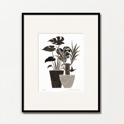 版画 のおすすめ作品・人気作家 モノクロ 植物 白 黒 fineart modernart Nature インテリアアート ファインアート モダン モダンアート モンステラ 多肉植物 観葉植物 静物 額付き 額装品 ザミアとサボテンとハオルシア（MP-002-4・半切） インテリア絵画 アート