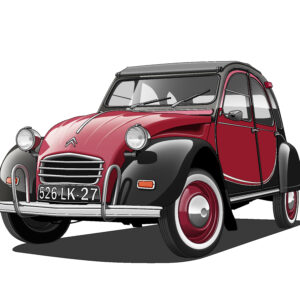 デジタルイラスト のおすすめ作品・人気作家 車イラストクラッシックカー Citroen 2CV インテリア絵画 アート