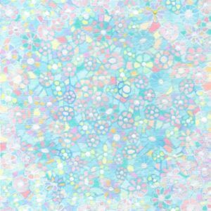 絵画 のおすすめ作品・人気作家 アクリルガッシュ アクリル画 水色 花柄 丸窓の雪 インテリア絵画 アート