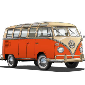 デジタルイラスト のおすすめ作品・人気作家 車イラストクラッシックカー VW Type 2 インテリア絵画 アート