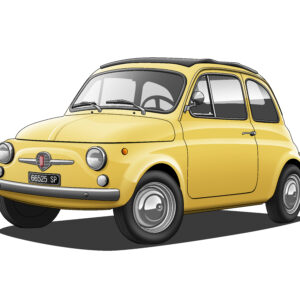 デジタルイラスト のおすすめ作品・人気作家 イラスト クラッシックカー 車 FIAT 500 インテリア絵画 アート