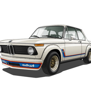 デジタルイラスト のおすすめ作品・人気作家 イラスト クラッシックカー 車 BMW 2002 Turbo インテリア絵画 アート