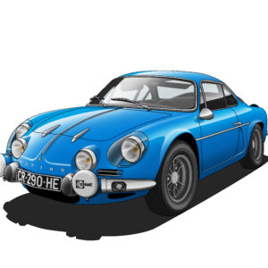 デジタルイラスト のおすすめ作品・人気作家 イラスト クラッシックカー 車 Alpine A110 front_side インテリア絵画 アート