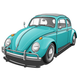 デジタルイラスト のおすすめ作品・人気作家 イラスト クラッシックカー 車 VW BEETLE TYPE-1 インテリア絵画 アート