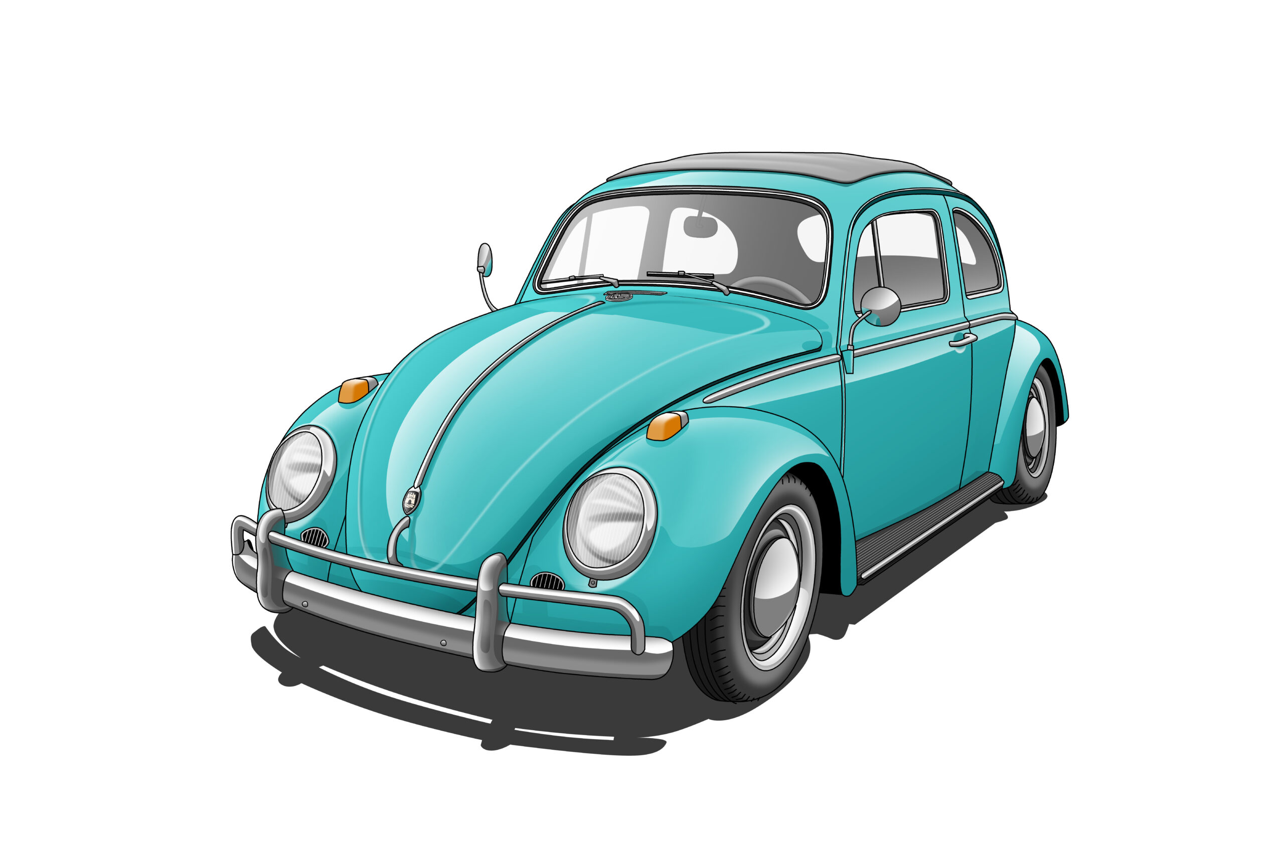 デジタルイラスト のおすすめ作品・人気作家 イラスト クラッシックカー 車 VW BEETLE TYPE-1 インテリア絵画 アート