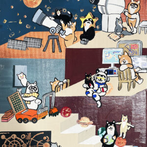 アクリル画 のおすすめ作品・人気作家 柴犬 shibainu 黒柴 しばいぬ 犬 豆柴 dog ペット 猫 柴犬 動物 夜 音楽 【原画:6号】shiba approaching the moon インテリア絵画 アート