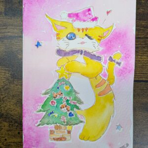 手描きイラスト のおすすめ作品・人気作家 イラスト 水彩画 猫 アナログイラスト クリスマス 手描きイラスト 透明水彩 クリスマスなキャラメル インテリア絵画 アート