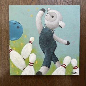 アクリル画 のおすすめ作品・人気作家 ぬいぐるみ ボーリング 子山羊 パーフェクト インテリア絵画 アート