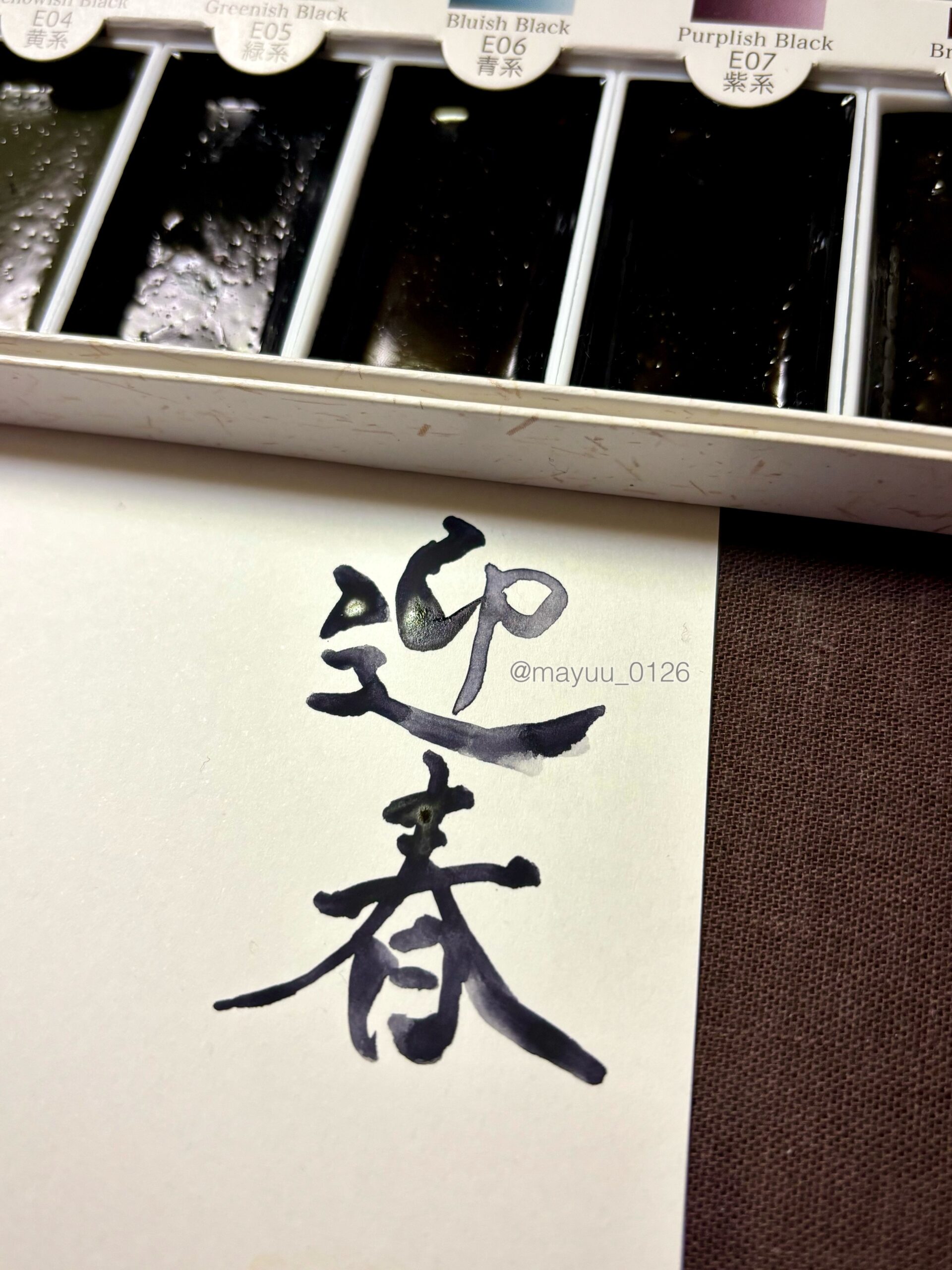 その他 絵墨 文字入れ作例「迎春」 インテリア絵画 アート