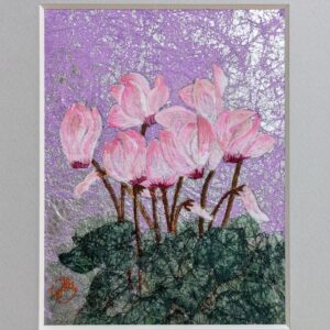 日本画 のおすすめ作品・人気作家 アートのある暮らし ピンク 緑 花 mineral 日本画 鉱物 シクラメン インテリア絵画 アート