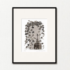 版画 のおすすめ作品・人気作家 モノクロ 植物 白 黒 fineart modernart Nature インテリアアート シュガーバイン ファインアート モダン モダンアート 多肉植物 観葉植物 霧吹き 静物 額付き 額装品 シュガーバインと霧吹き（MP-005-4・半切） インテリア絵画 アート