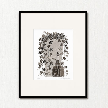 版画 のおすすめ作品・人気作家 モノクロ 植物 白 黒 fineart modernart Nature インテリアアート シュガーバイン ファインアート モダン モダンアート 多肉植物 観葉植物 霧吹き 静物 額付き 額装品 シュガーバインと霧吹き（MP-005-4・半切） インテリア絵画 アート