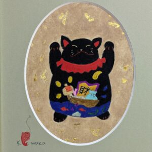 日本画 のおすすめ作品・人気作家 アートのある暮らし 猫 黒 mineral 日本画 縁起物 茶 鉱物 招き猫（財） インテリア絵画 アート