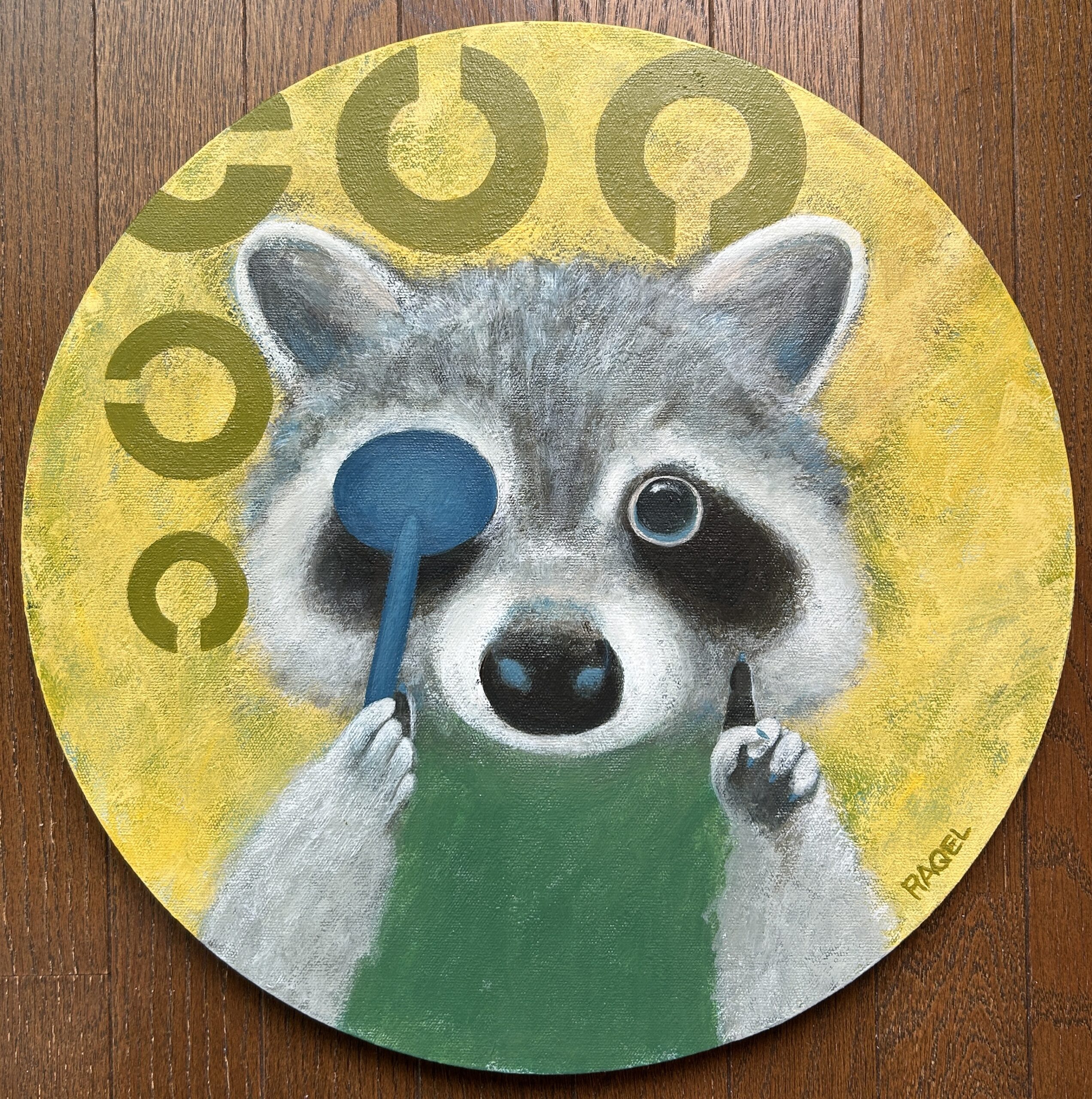 アクリル画 のおすすめ作品・人気作家 動物 黄色 アライグマ イエロー アライグマ2.0 インテリア絵画 アート