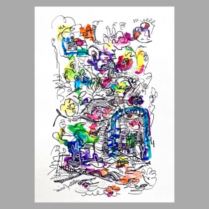 ペン画 ドローイングのおすすめ作品・人気作家 抽象画 カラフル ドローイング 散歩 近所 風景画 neighborhood map AF-5 インテリア絵画 アート