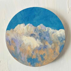 絵画 のおすすめ作品・人気作家 空 風景 油彩 円形 直径20㎝「空 その2」油彩・絵画・原画・丸形・アートパネル インテリア絵画 アート