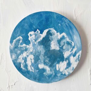 絵画 のおすすめ作品・人気作家 空 風景 油彩 円形 直径25㎝「空 その4」油彩・絵画・原画・丸形・アートパネル インテリア絵画 アート