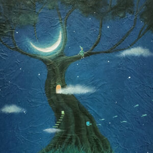 アクリル画 のおすすめ作品・人気作家 木幻想夜空月小人 創造の木 インテリア絵画 アート